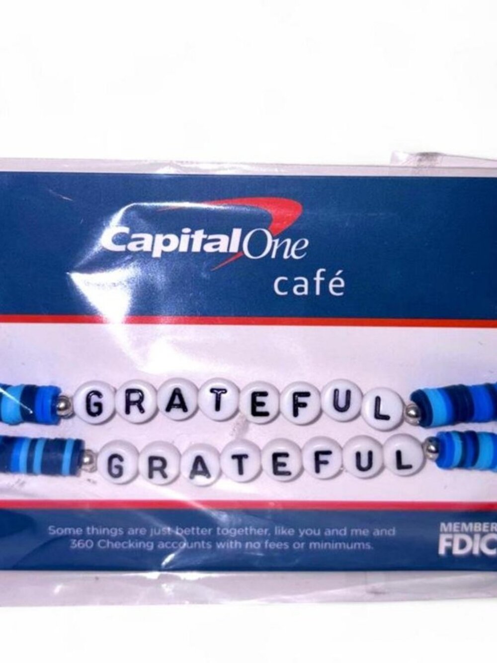 Capital One Café "grateful" Positivity Elastic Bracelet